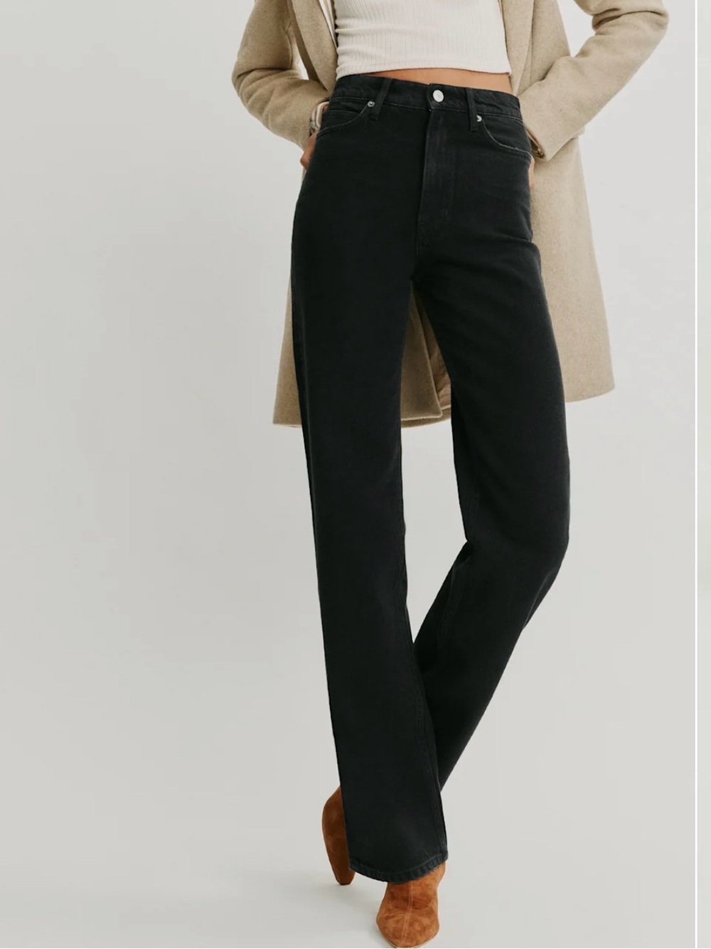Reformation Wilder High Rise Wide Leg Jeans 28 Black Denim